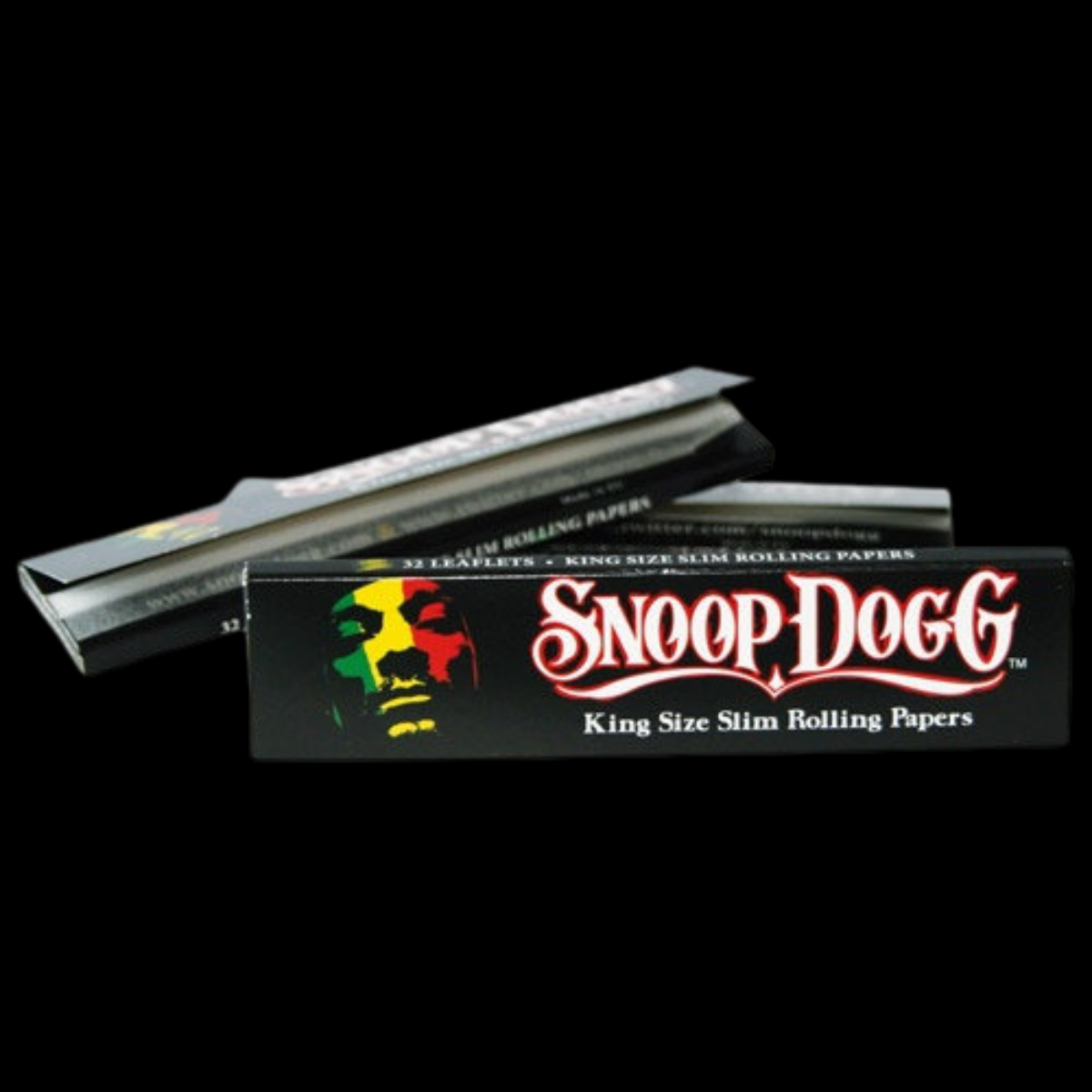 Close-up of Snoop Dogg rolling papers highlighting ultra-thin design.
