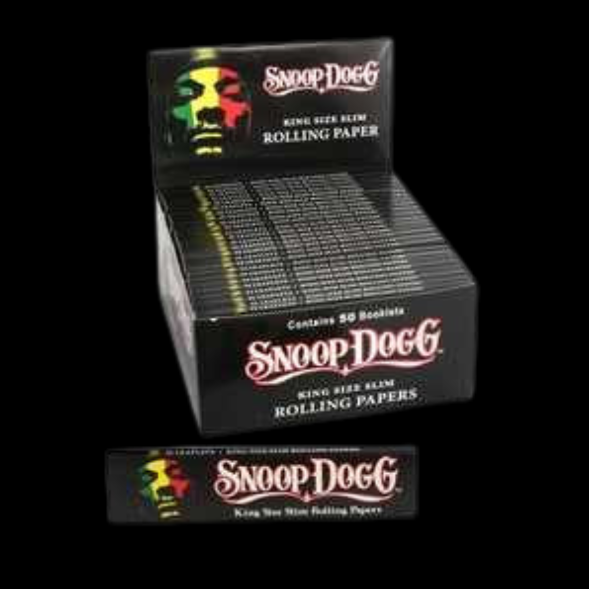 Snoop Dogg Kingsize Slim Rolling Papers booklet showcasing stylish branding.
