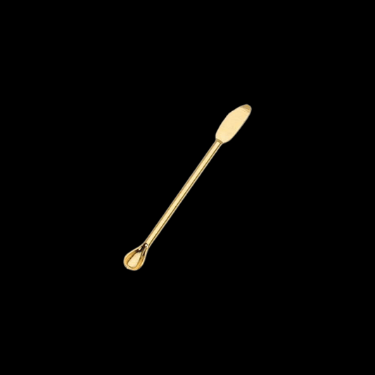 Gold spoon chopper tool with mini scoop and flat chisel tip