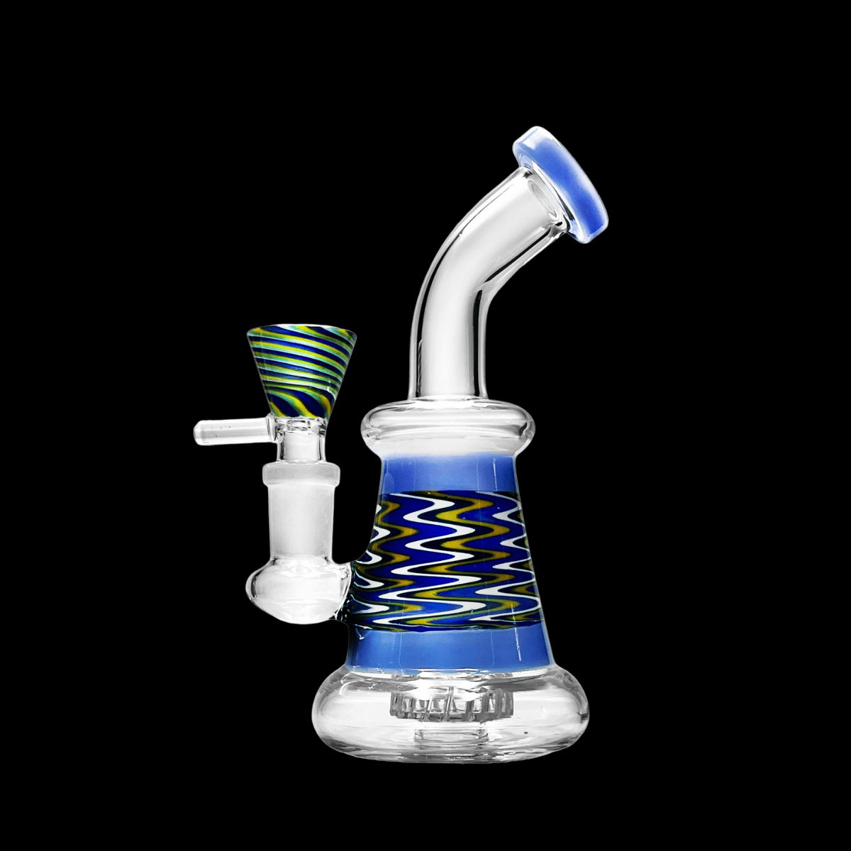 SwirlWave Mini Glass Percolator Bong 15cm – Blue